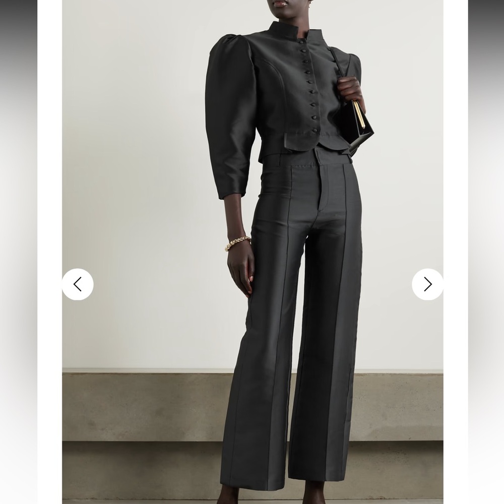 DESTREE BNWT Yoshitomo pleated faille wide-leg pants 34 silk